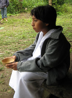 Lacandn boy during ceremony