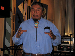 Hopi elder Harold Joseph speaks to the audience