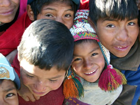 Mollamarka children gathering for a photo.