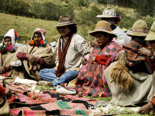 Don Americo and Q'ero leaders during Despacho Ceremony